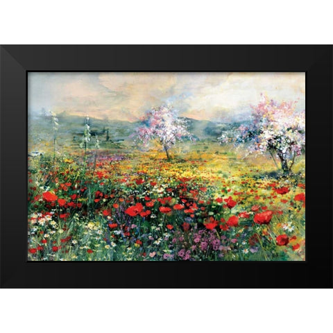 Between the poppies Black Modern Wood Framed Art Print by Haenraets, Willem