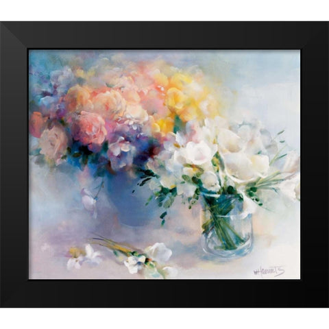 Rhyme of flowers Black Modern Wood Framed Art Print by Haenraets, Willem