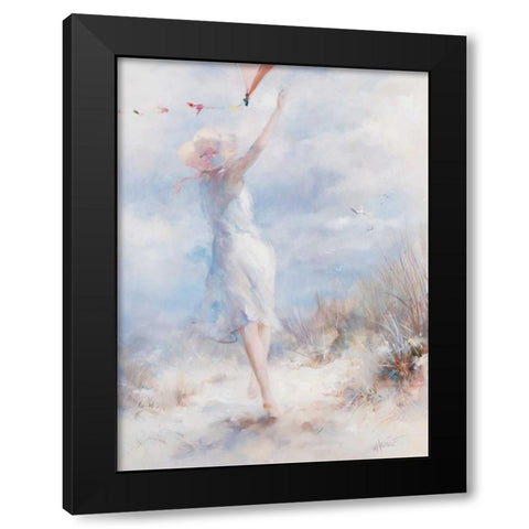 Fly a kite Black Modern Wood Framed Art Print by Haenraets, Willem
