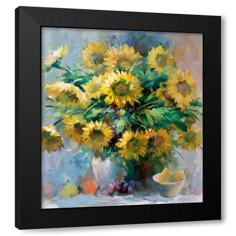 Sunflowers Black Modern Wood Framed Art Print with Double Matting by Haenraets, Willem