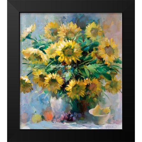 Sunflowers Black Modern Wood Framed Art Print by Haenraets, Willem