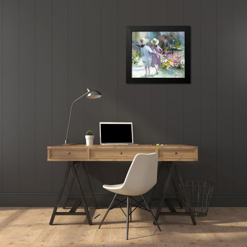 Girls Black Modern Wood Framed Art Print by Haenraets, Willem