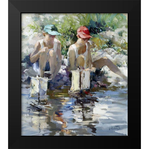 Boys Black Modern Wood Framed Art Print by Haenraets, Willem