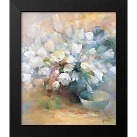 Sparkling white tulips I Black Modern Wood Framed Art Print by Haenraets, Willem
