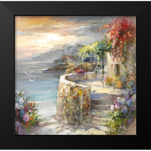 Seagulls and sunset Black Modern Wood Framed Art Print by Haenraets, Willem