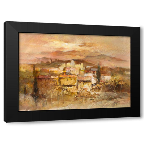 Italian village I Black Modern Wood Framed Art Print with Double Matting by Haenraets, Willem