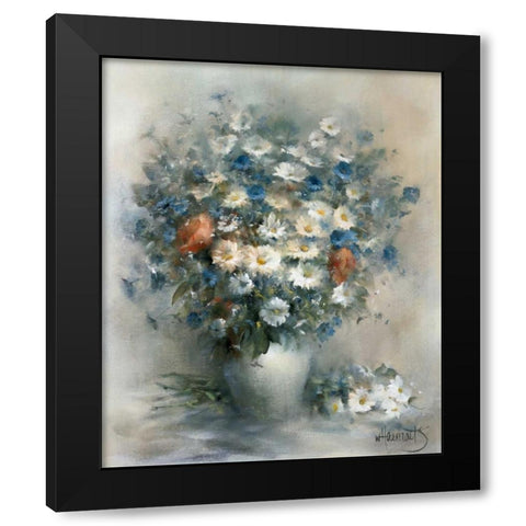 Flower bouquet Black Modern Wood Framed Art Print by Haenraets, Willem