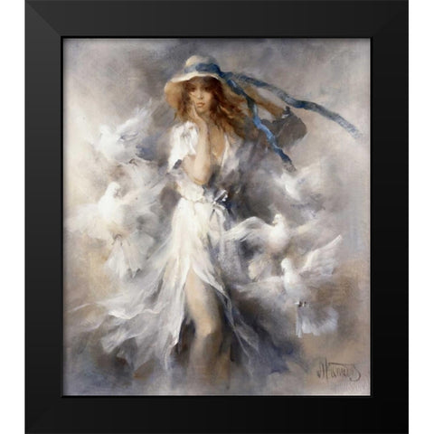 Pigeons Black Modern Wood Framed Art Print by Haenraets, Willem