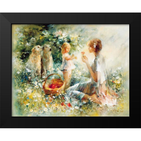 Picnic Black Modern Wood Framed Art Print by Haenraets, Willem