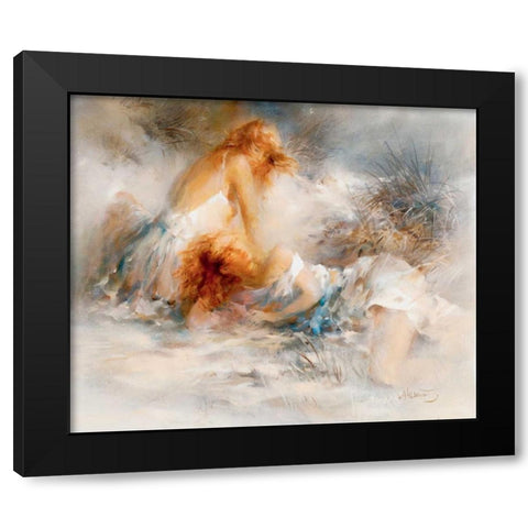 Tender Black Modern Wood Framed Art Print with Double Matting by Haenraets, Willem