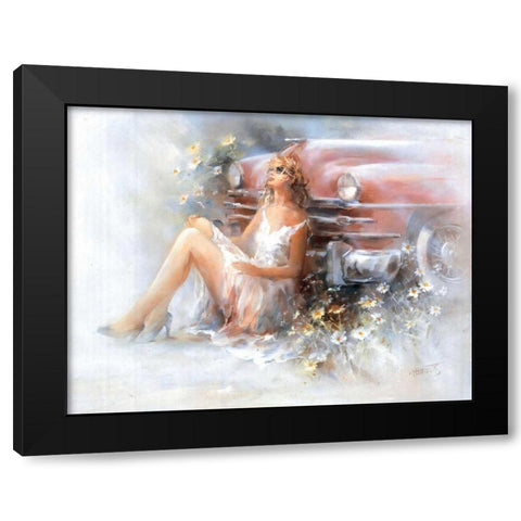 Relax Black Modern Wood Framed Art Print with Double Matting by Haenraets, Willem