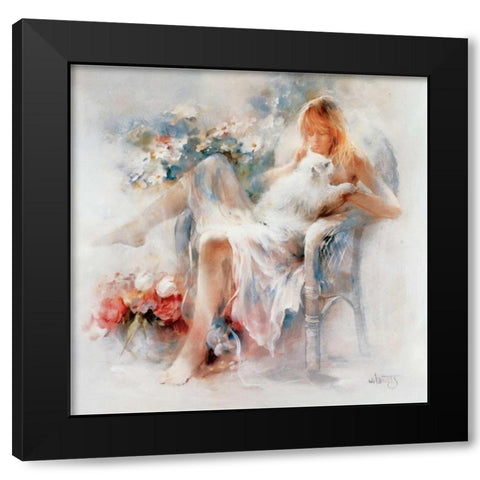 Young girl Black Modern Wood Framed Art Print by Haenraets, Willem