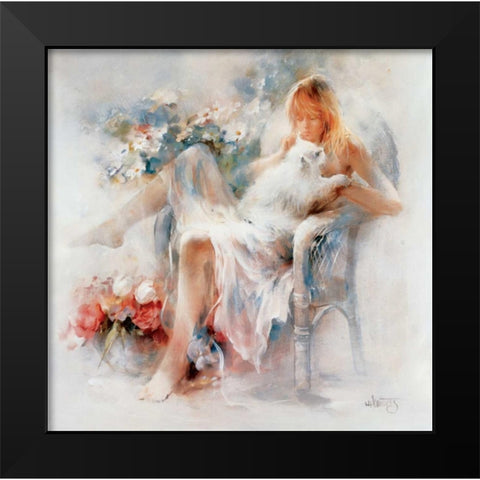 Young girl Black Modern Wood Framed Art Print by Haenraets, Willem