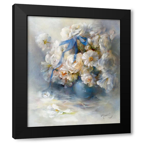 Ranunculus Black Modern Wood Framed Art Print with Double Matting by Haenraets, Willem