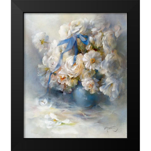 Ranunculus Black Modern Wood Framed Art Print by Haenraets, Willem