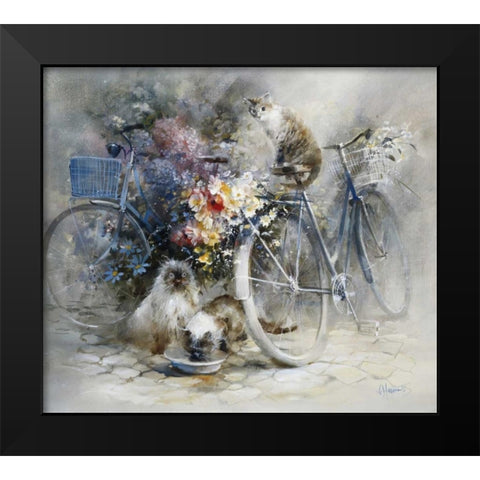 Bicycle race Black Modern Wood Framed Art Print by Haenraets, Willem
