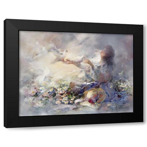 Romantic reflections Black Modern Wood Framed Art Print by Haenraets, Willem