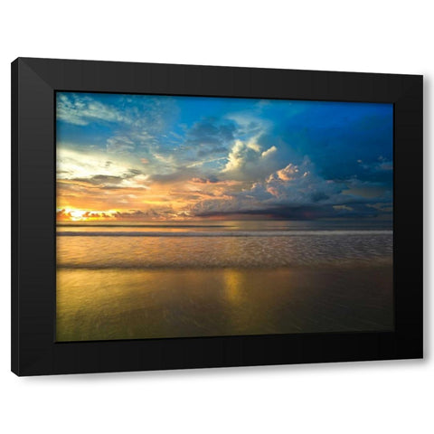 Beach with dramatic sky at dusk, Malaysia Black Modern Wood Framed Art Print by Frank, Assaf