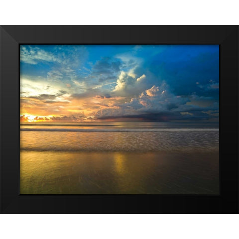 Beach with dramatic sky at dusk, Malaysia Black Modern Wood Framed Art Print by Frank, Assaf