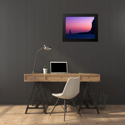 Lighthouse at dusk, Beachy Head, UK Black Modern Wood Framed Art Print by Frank, Assaf