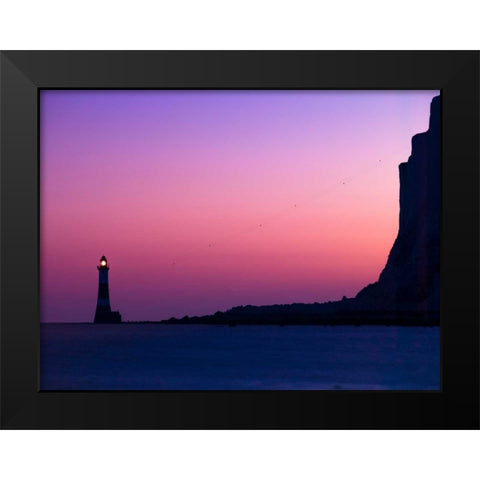 Lighthouse at dusk, Beachy Head, UK Black Modern Wood Framed Art Print by Frank, Assaf