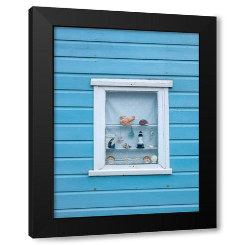 Beach hut close-up against sky Black Modern Wood Framed Art Print by Frank, Assaf