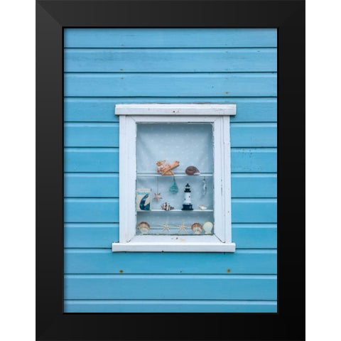 Beach hut close-up against sky Black Modern Wood Framed Art Print by Frank, Assaf