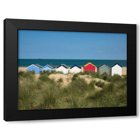 Boat in front of a fishing hut Black Modern Wood Framed Art Print with Double Matting by Frank, Assaf