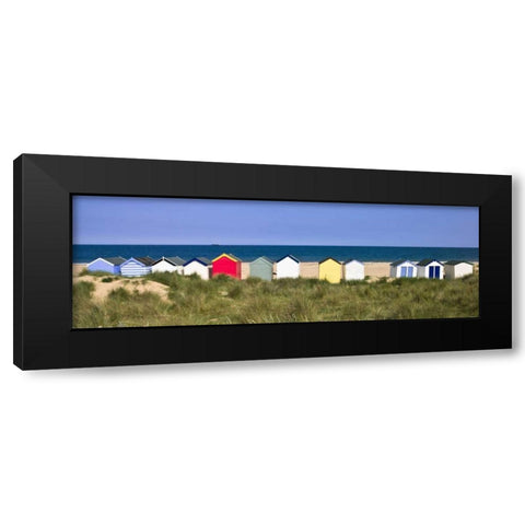 Beach huts in a row Black Modern Wood Framed Art Print with Double Matting by Frank, Assaf
