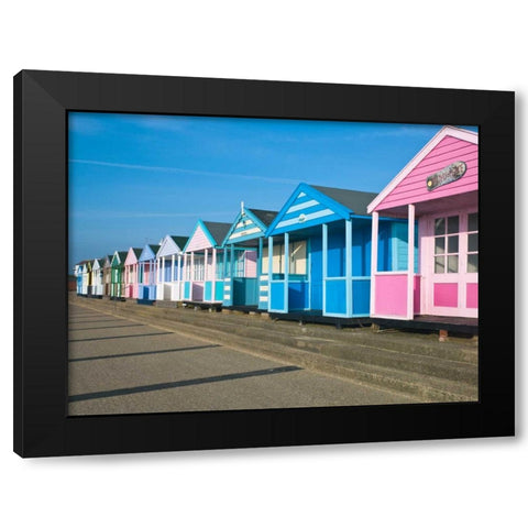 Beach hut in a row against blue sky Black Modern Wood Framed Art Print with Double Matting by Frank, Assaf