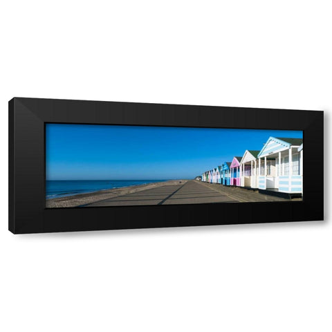 Beach huts in a row against blue skies Black Modern Wood Framed Art Print with Double Matting by Frank, Assaf