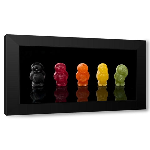 Jelly babies sweets in a row Black Modern Wood Framed Art Print by Frank, Assaf