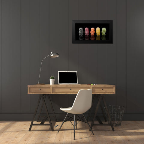 Jelly babies sweets in a row Black Modern Wood Framed Art Print by Frank, Assaf