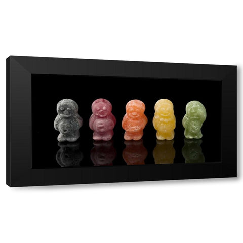 Jelly babies sweets in a row Black Modern Wood Framed Art Print by Frank, Assaf