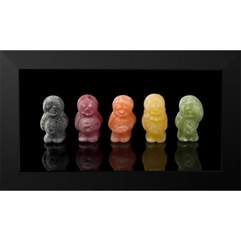 Jelly babies sweets in a row Black Modern Wood Framed Art Print by Frank, Assaf