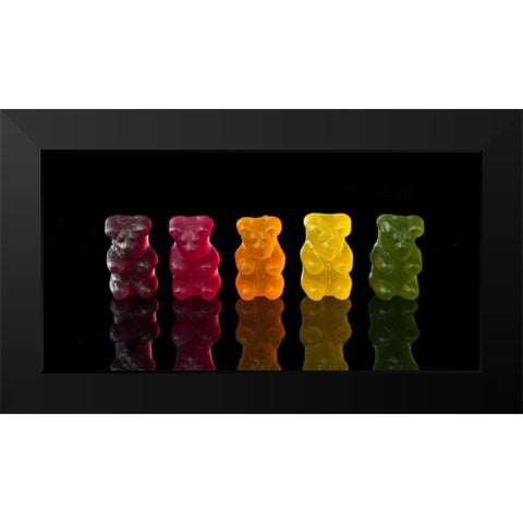 Gummy bears sweets in a row Black Modern Wood Framed Art Print by Frank, Assaf