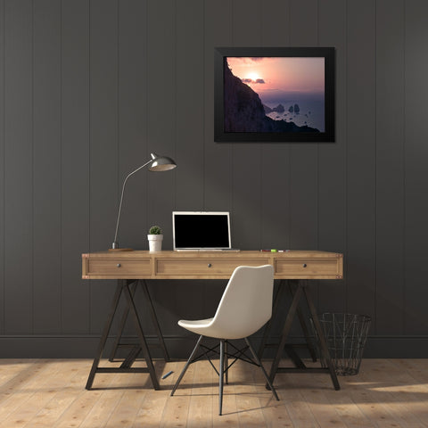 Tranquil beach Black Modern Wood Framed Art Print by Frank, Assaf