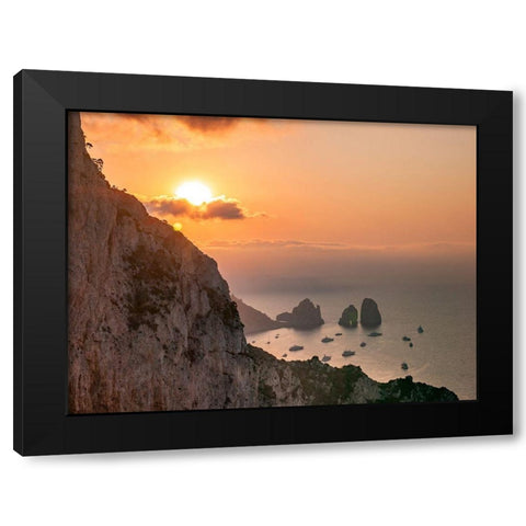 The Faraglioni Cliffs-Capri-Italy Black Modern Wood Framed Art Print with Double Matting by Frank, Assaf