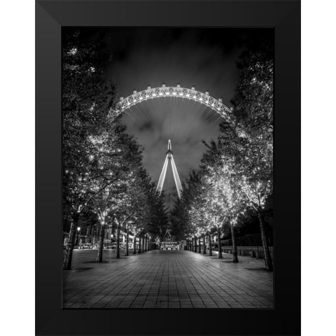 London Eye at night Black Modern Wood Framed Art Print by Frank, Assaf