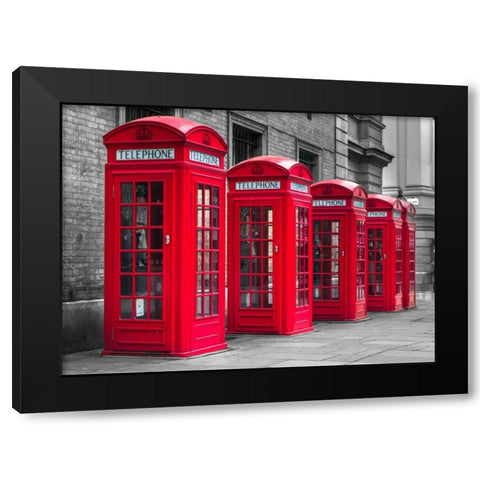 London, telephone boxes in a row Black Modern Wood Framed Art Print with Double Matting by Frank, Assaf