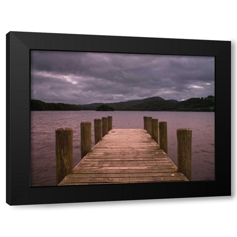 Jetty at dusk, lake district, Cumbria Black Modern Wood Framed Art Print by Frank, Assaf