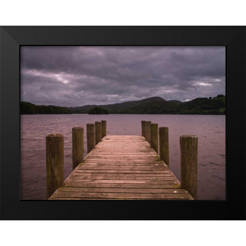 Jetty at dusk, lake district, Cumbria Black Modern Wood Framed Art Print by Frank, Assaf