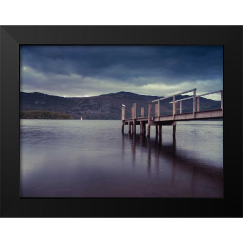 Jetty at dusk, lake district, Cumbria Black Modern Wood Framed Art Print by Frank, Assaf