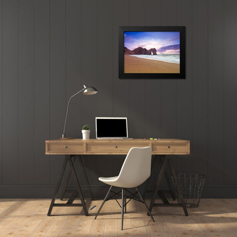 Tranquil beach Black Modern Wood Framed Art Print by Frank, Assaf