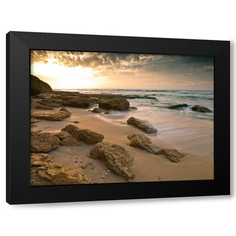 Sunset over Palmachim beach, Israel Black Modern Wood Framed Art Print with Double Matting by Frank, Assaf