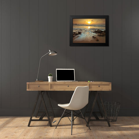 Sunset over Palmachim beach, Israel Black Modern Wood Framed Art Print by Frank, Assaf