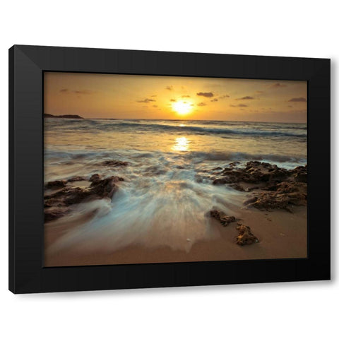 Sunset over Palmachim beach, Israel Black Modern Wood Framed Art Print by Frank, Assaf