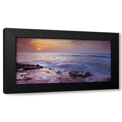 Sunset over Palmachim beach, Israel Black Modern Wood Framed Art Print by Frank, Assaf