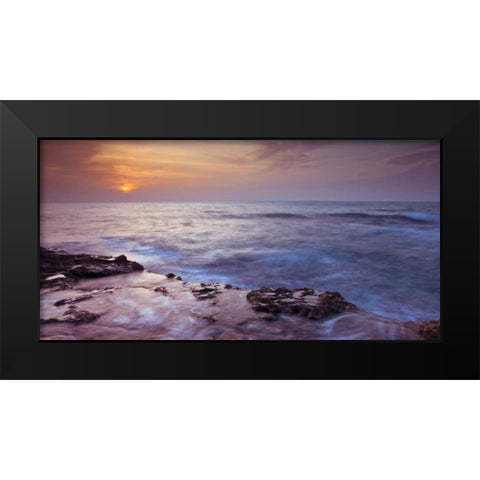 Sunset over Palmachim beach, Israel Black Modern Wood Framed Art Print by Frank, Assaf