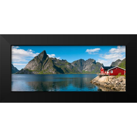 Fishing huts on the waterfront, Lofoten, Norway Black Modern Wood Framed Art Print by Frank, Assaf